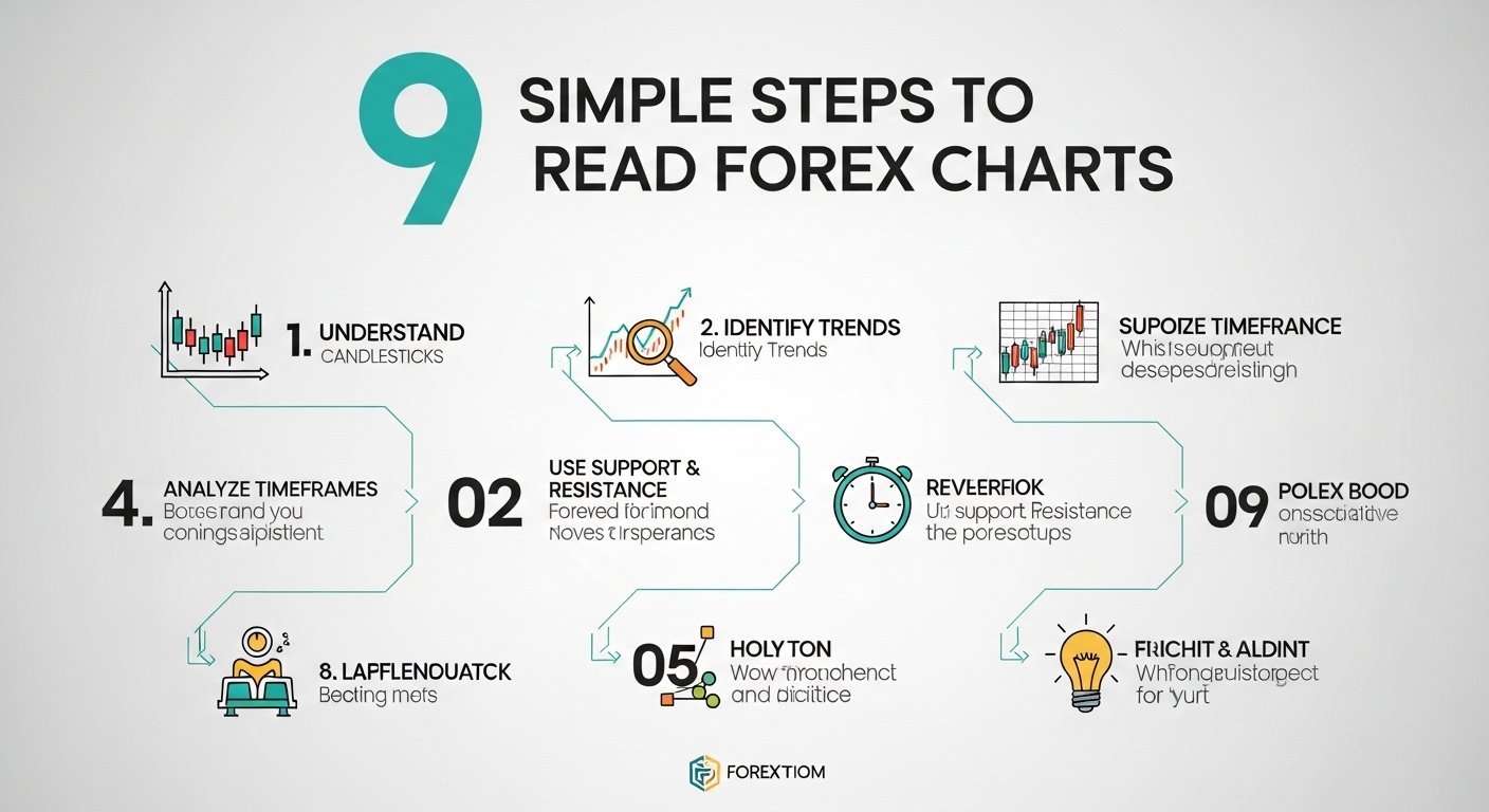 9 Simple Steps to Read Forex Charts: Candlesticks, Trends, and Indicators